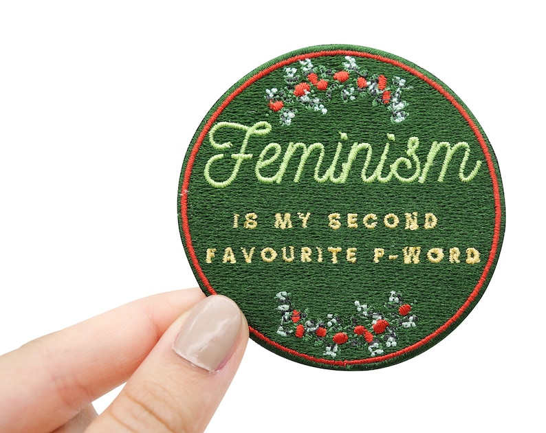 Iron-on patch Feminism is my Second Favourite F-Word Feminism patches, flower iron-on patch, girl power iron-on patch, feminist patch image 2