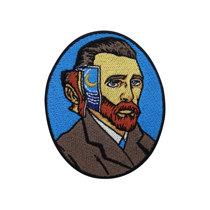 Iron-on patch Vincent van Gogh Art patches, starry night iron-on patches, moon stars iron-on patches, vintage & retro patches Finally Home image 1