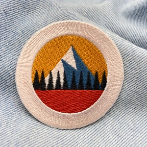 Small iron-on mountain patch Vintage mountain patches mini tree iron-on patch forest iron-on trees patch hiker outdoor iron-on patch image 3
