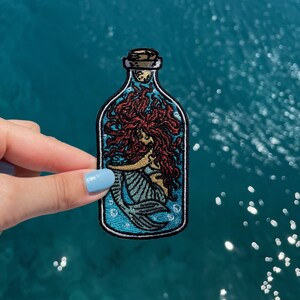 Iron-on patch Mermaid in the Bottle Denim jacket patches, sea lake iron-on patches, anchor patches, fish patches Finally Home image 3