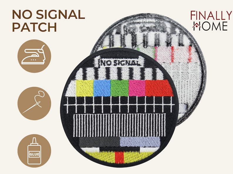 Patch thermocollant No Signal Retro TV Patchs old school, patchs thermocollants vintage, patchs classiques, patchs thermocollants cool Enfin à la maison image 4