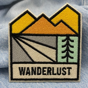Iron-on patch Wanderlust Trees & Mountains Hiking outdoor patches, iron-on patches, patches, patches for backpacks Finally Home image 4