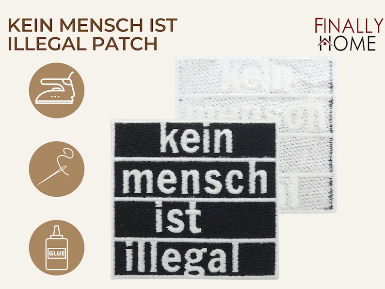 Iron-on patch No one is illegal FCK NZS patches, Blm iron-on patch, Anti AFD iron-on patch, Refugees Welcome patch Finally Home image 4