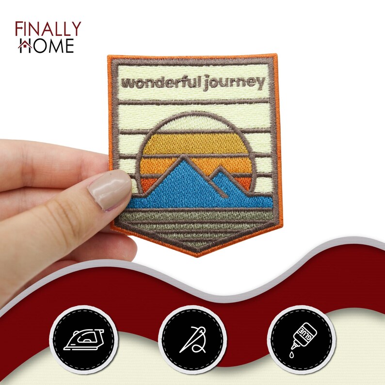 Iron-on patch Wonderful Journey | Hiking Outdoor Patches, Sun & Mountains Iron-on Patches, Camping Patches, Hikers' Backpack Patches image 3