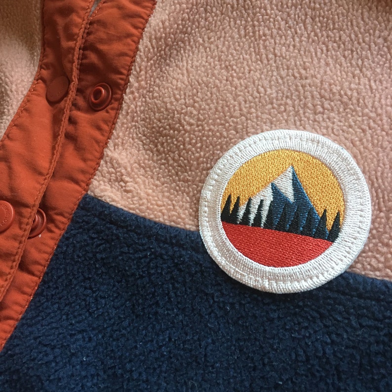 Kleiner Berge Patch zum Aufbügeln Vintage Berg Patches Mini Baum Bügelbild Wald Aufbügler Bäume Aufnäher Wanderer Outdoor Bügelpatch Bild 4