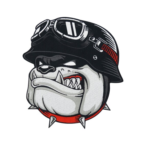 Parche trasero de bulldog motero grande para planchar | Etsy México
