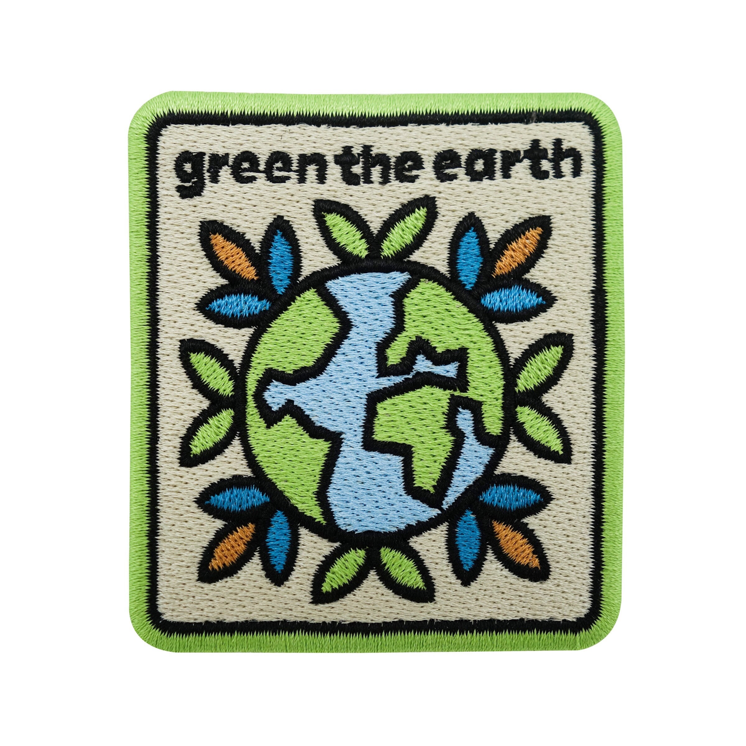 Iron-on Patch - Green the Earth | World Planet Patches Earth Globe Iron ...