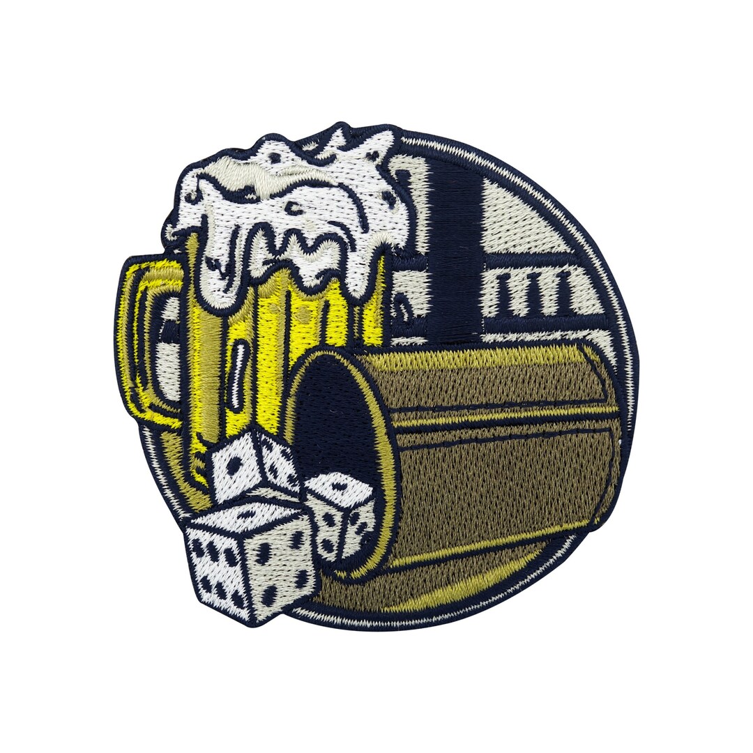 Iron-on Patch Friday Night | Beer Patches, Beer Dice Iron-on Patch
