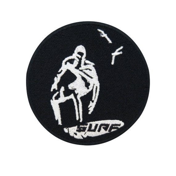 SURFING IRON ON PATCHES surf patch ride wave skateboard board surfer rip sea sun 