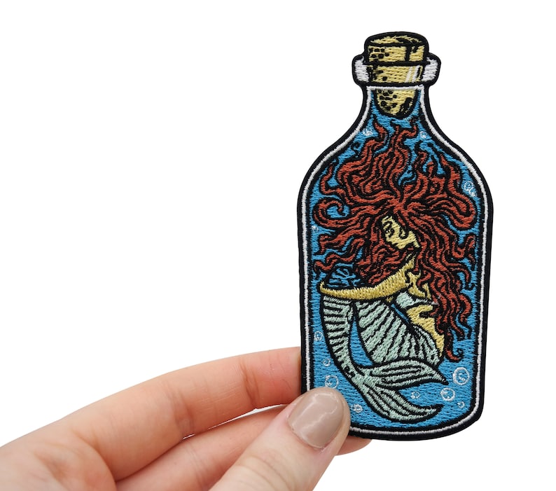 Iron-on patch Mermaid in the Bottle Denim jacket patches, sea lake iron-on patches, anchor patches, fish patches Finally Home image 2