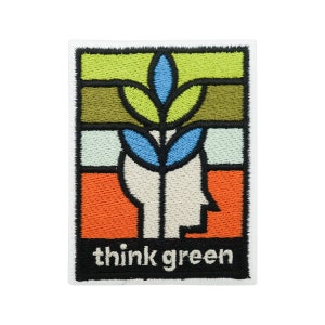 Iron-on Patch - Think Green | Plant Patches, Climate Iron-on Patch, Earth World Iron-on Nature Patch FFF Green Patch Finally Home