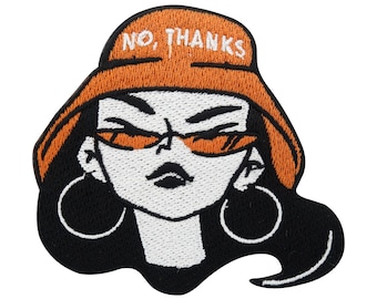 Patch zum Aufbügeln No, Thanks Bucket Hat Coole Frauen Patches Girl Gang Bügelbild Feminism Aufbügler Feminismus Aufnäher Feminist Power