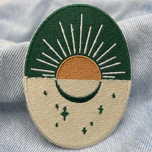 Patch zum Aufbügeln Soul of The Moon Collection: Sonnenaufgang Mond, Sonne Patches, Sterne Bügelflicken, Flicken, Aufnäher für Erwachsene Bild 3