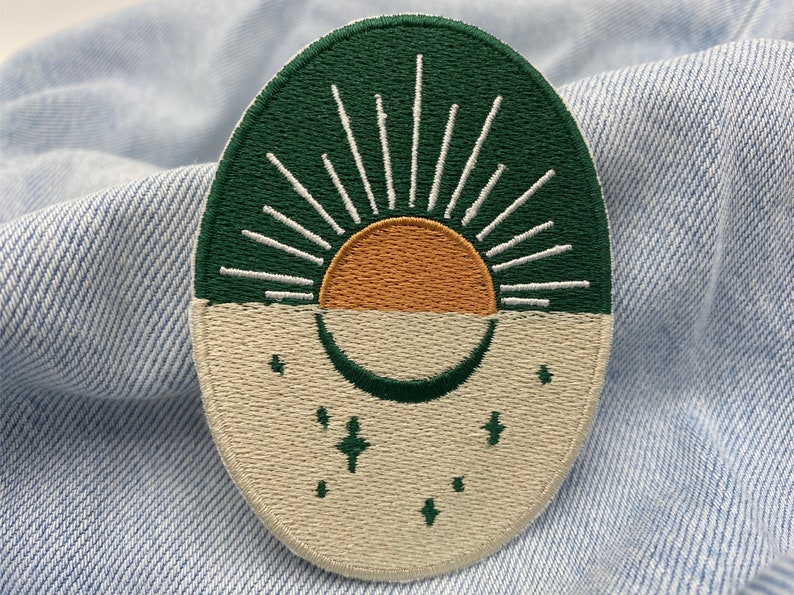 Patch zum Aufbügeln Soul of The Moon Collection: Sonnenaufgang Mond, Sonne Patches, Sterne Bügelflicken, Flicken, Aufnäher für Erwachsene Bild 3