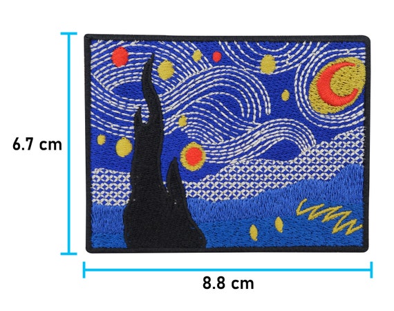 Van Gough Stary Night Art Embroidery Iron On Patch 7cm x 7cm 