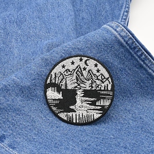 Parche de río en las montañas | Parche de naturaleza, termoadhesivo o con velcro | Motivo de senderismo para chaqueta y mochila imagen 3