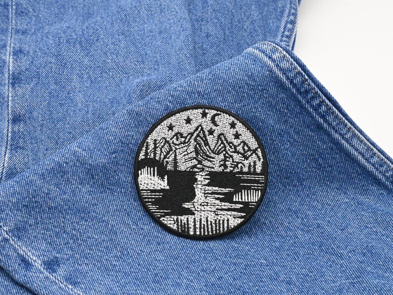 Parche de río en las montañas | Parche de naturaleza, termoadhesivo o con velcro | Motivo de senderismo para chaqueta y mochila imagen 3