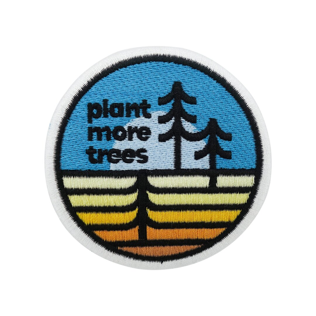 Iron-on Patch Plant More Trees Tree Patches, Earth Iron-on Patch ...