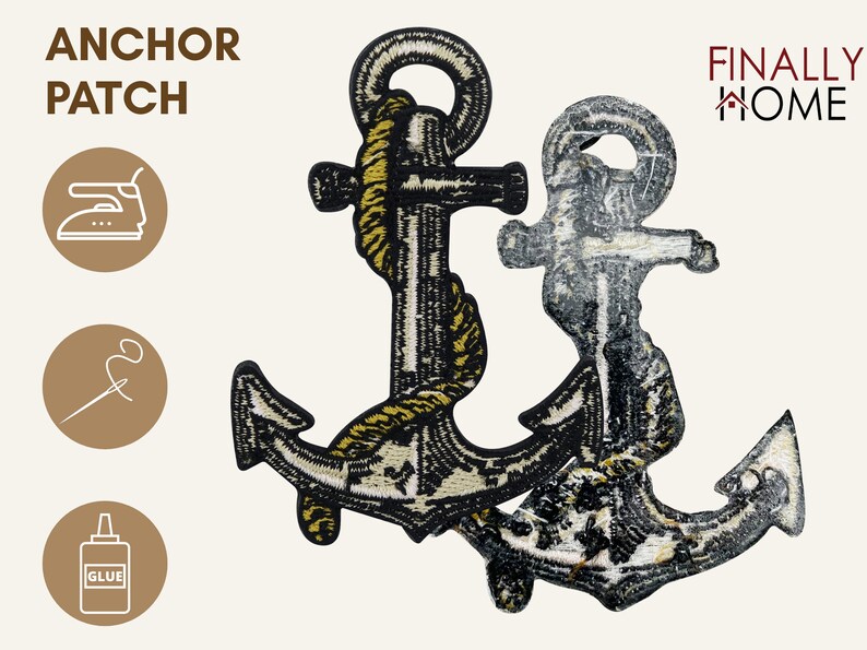 Iron-on patch Gray Anchor Maritime patches, ship boat iron-on patches, sea iron-on patches, seafaring marine water patches Finally Home image 5