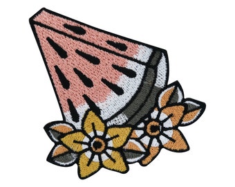 Finally Home Melon with Hawaiian Flowers Iron-On Patch | Fruit Patches, Iron-On Patches, Pineapple Fruit Watermelon Kawaii