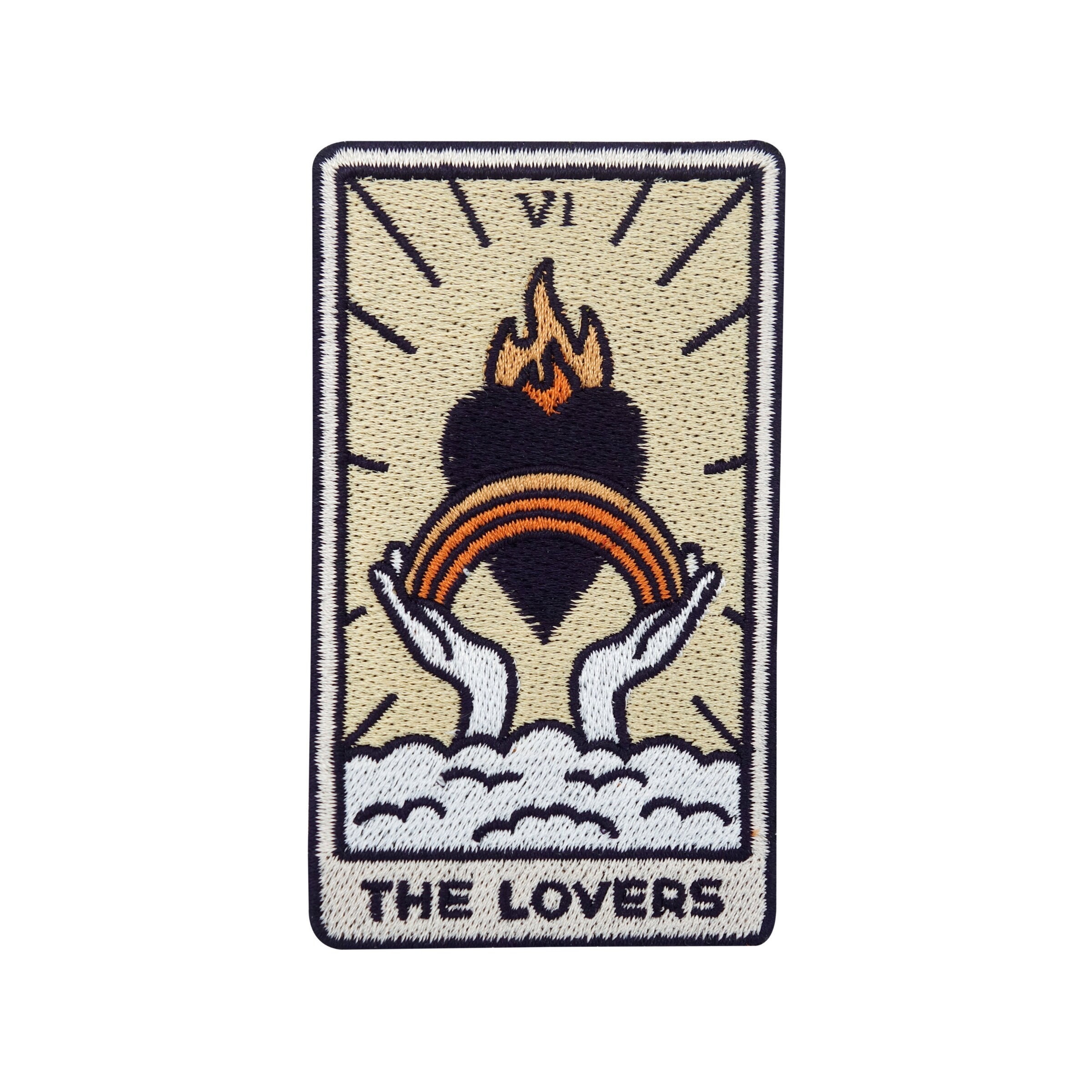 Iron-on patch The Lovers rainbow heart flame | Cloud patches, hearts iron-on patch, hands iron-on love fire patch Finally Home