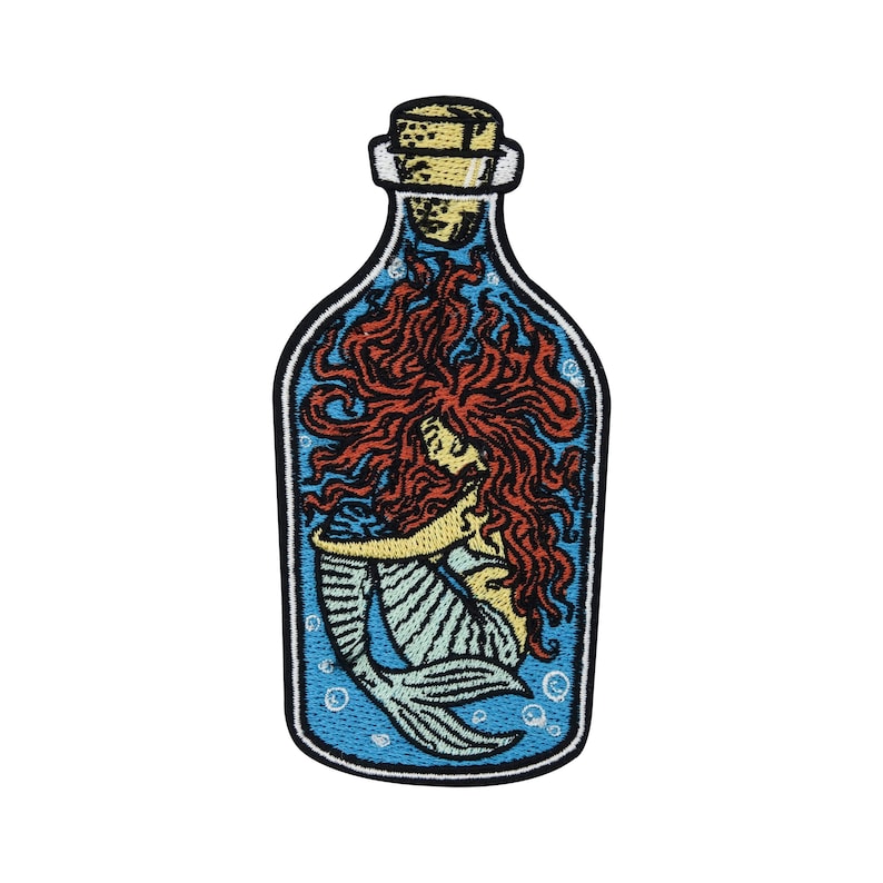 Iron-on patch Mermaid in the Bottle Denim jacket patches, sea lake iron-on patches, anchor patches, fish patches Finally Home image 1