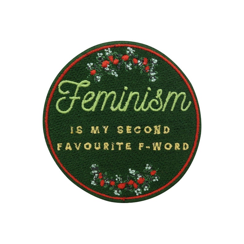 Iron-on patch Feminism is my Second Favourite F-Word Feminism patches, flower iron-on patch, girl power iron-on patch, feminist patch image 1