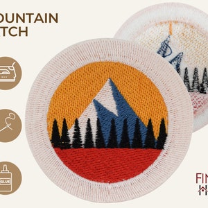 Small iron-on mountain patch Vintage mountain patches mini tree iron-on patch forest iron-on trees patch hiker outdoor iron-on patch image 5