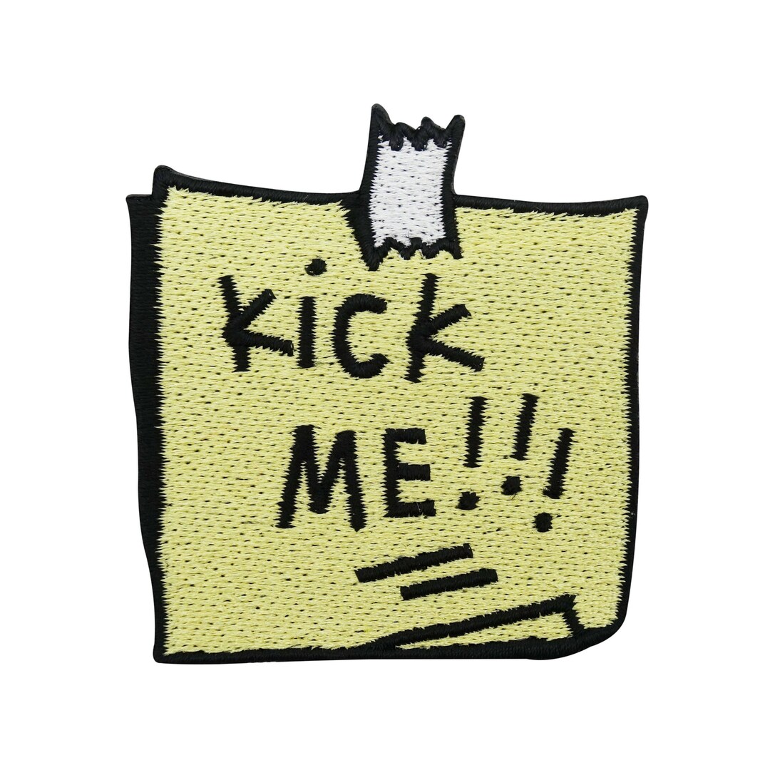 Ironon Patch Kick Me Note Funny Patches, Biker Ironon Transfers