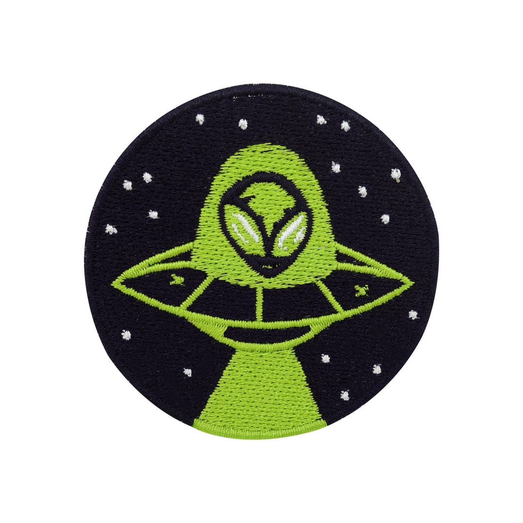 Patch to Iron on Alien in UFO Round Space Patches, Space Iron-on Patch ...