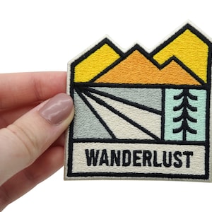 Iron-on patch Wanderlust Trees & Mountains Hiking outdoor patches, iron-on patches, patches, patches for backpacks Finally Home image 3