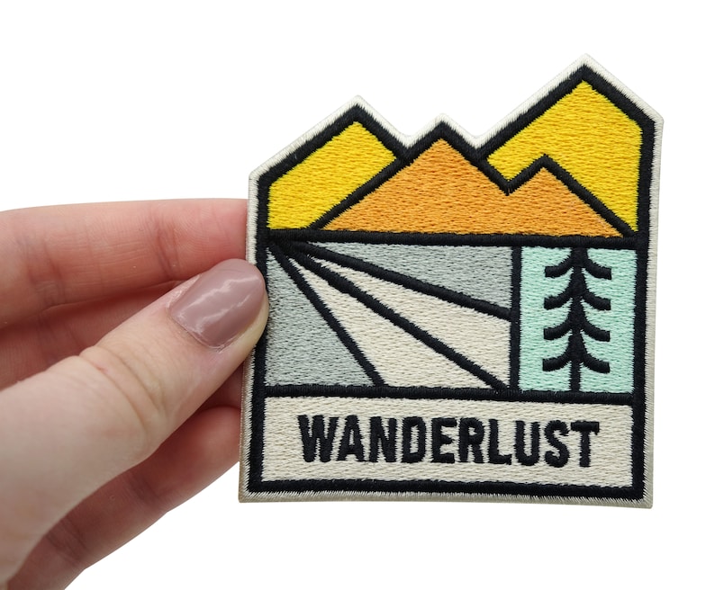 Iron-on patch Wanderlust Trees & Mountains Hiking outdoor patches, iron-on patches, patches, patches for backpacks Finally Home image 3