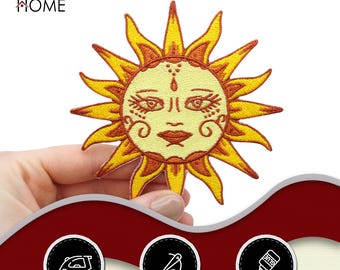 Finally Home Toppa Termoadesiva Con Luna E Sole - Applicabile Con Ferro Da Stiro, Cucito O Colla, Ideale Per Vestiti E Accessori