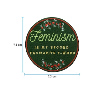 Iron-on patch Feminism is my Second Favourite F-Word Feminism patches, flower iron-on patch, girl power iron-on patch, feminist patch image 5