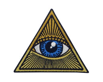 Iron-on Patch Retro Illuminati Triangle | Vintage Tattoo Patches, Triangle Iron-on Transfer, Eye Iron-on Patch, UFO Pyramid Patch Finally Home