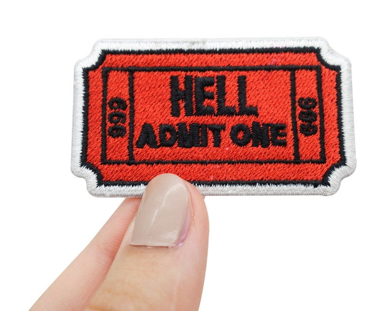 Iron-on patch Hell Admit One Ticket Hell Patches, Devil Cinema Iron-on Patches, 666 Iron-on Image, Small Devil Patch Finally Home image 2