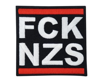 FCK NZS Patch Against Nazis | Anti-Nazi Patch Political Iron On | Statement Patch for Jacket, Backpack, Clothing