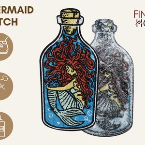 Iron-on patch Mermaid in the Bottle Denim jacket patches, sea lake iron-on patches, anchor patches, fish patches Finally Home image 7