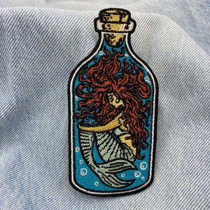 Iron-on patch Mermaid in the Bottle Denim jacket patches, sea lake iron-on patches, anchor patches, fish patches Finally Home image 4