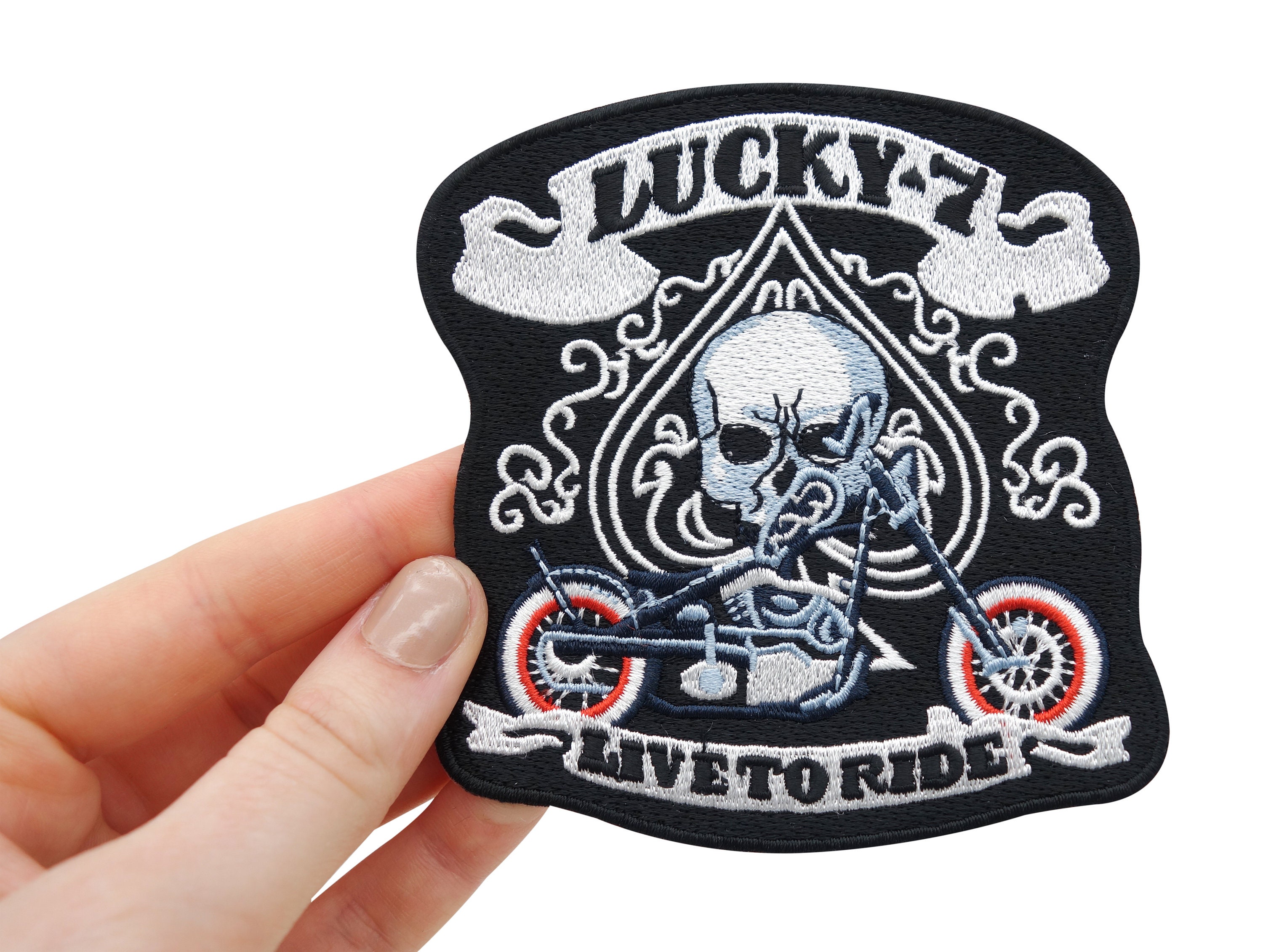 Lady Rider Biker - Toppe termoadesive Patch Toppa ricamate, misura: 11 x 5 cm