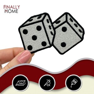 Toppa termoadesiva con dadi da casinò | Toppa termoadesiva con numeri da poker, blackjack, fortuna e gioco d'azzardo, motivi termoadesivi immagine 3