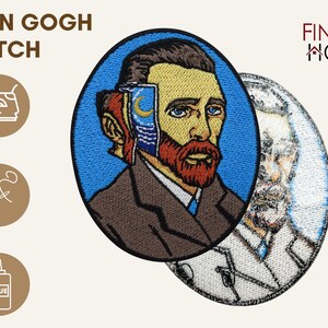 Iron-on patch Vincent van Gogh Art patches, starry night iron-on patches, moon stars iron-on patches, vintage & retro patches Finally Home image 4
