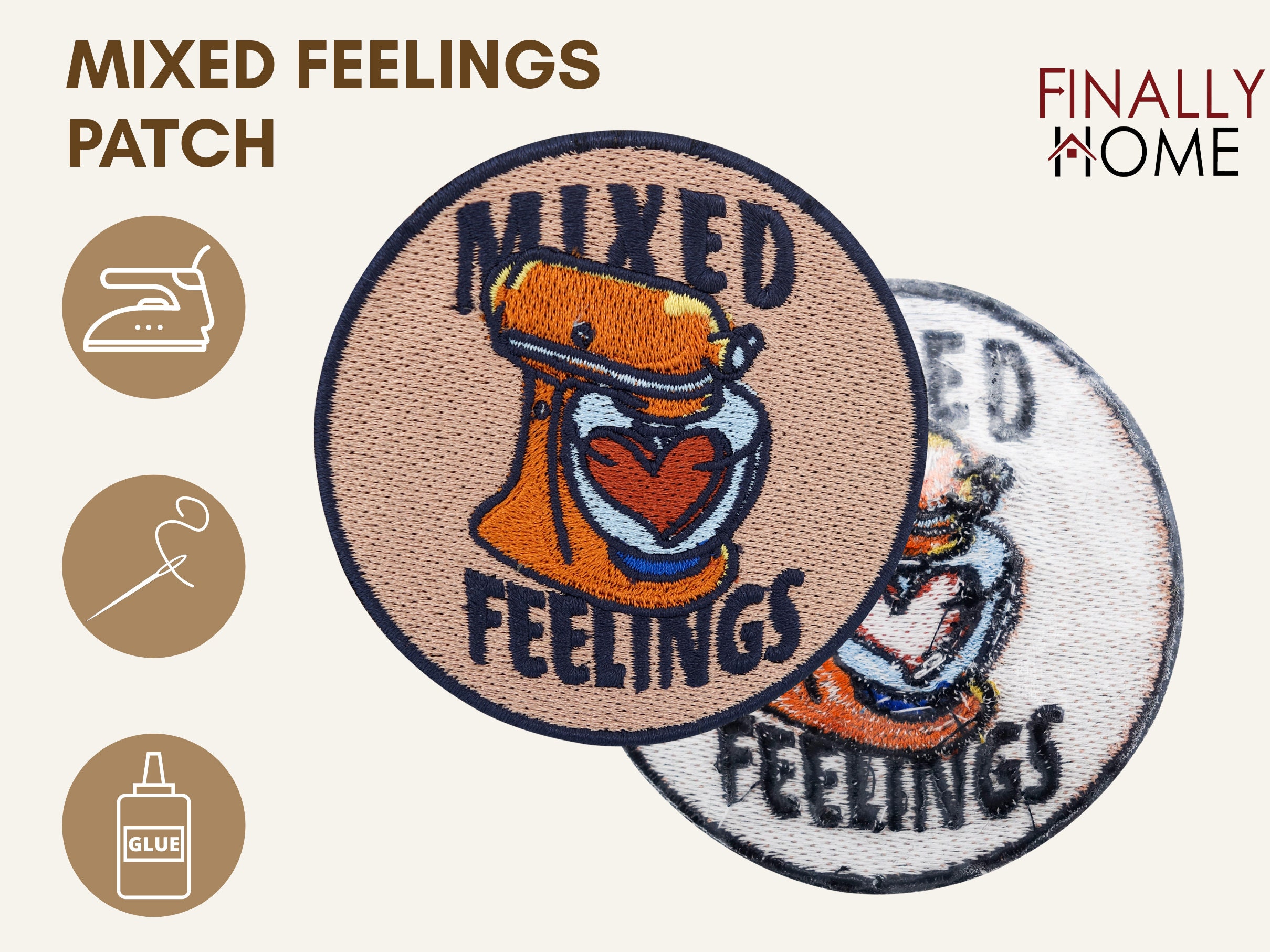 Iron-on Patch Mixed Feelings Heart Funny Heart Patches, Funny Iron