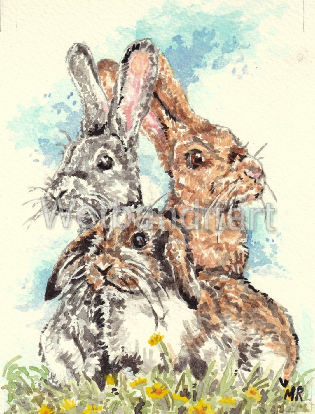 Rabbits Print - Etsy