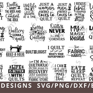 Quilters SVG Bundle, Quilting Svg Cut file Png Dxf, Sewing PNG, Quilt Svg Cricut files Silhouette files Quilting Designs