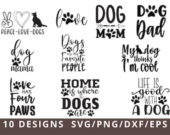 Dog Svg Bundle, Dog Mama Svg, Paw Svg, Dog Lover Svg, Dog Mom Svg, Fur Mom Svg, Pawsitive Svg, Puppy Svg, Dog Sayings Svg, Dog Clipart