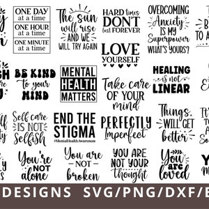 Mental Health SVG, Mental Health Awareness SVG Bundle, Positive Svg, Inspirational svg, Motivational Svg, Hope Svg, Cut Files for Cricut