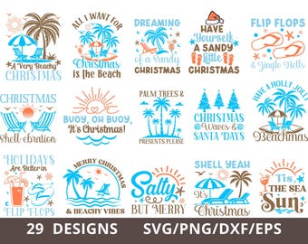 Paquete SVG de Navidad en la playa, SVG de Navidad en la playa, SVG de Navidad junto al mar, SVG de Navidad tropical, SVG de Navidad náutica, SVG de Navidad costera
