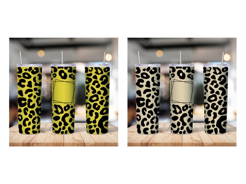 20 Oz Skinny Blank Frame Leopard Tumbler Design, Straight and Tapered ...