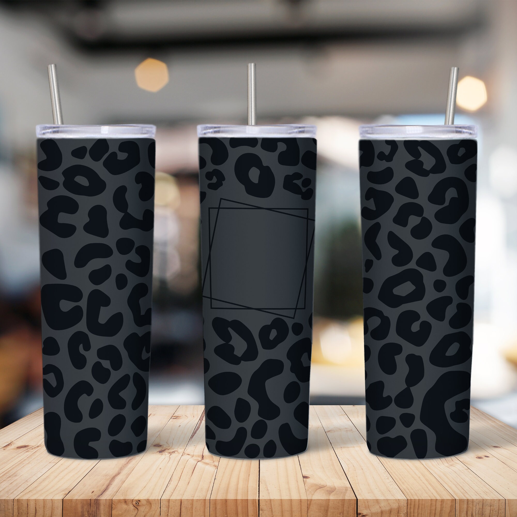 20 Oz Skinny Blank Frame Leopard Tumbler Design, Straight and Tapered ...